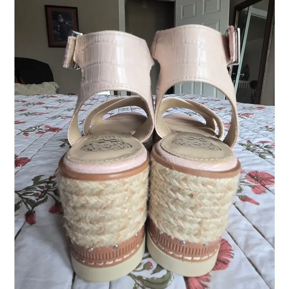 Vince Camuto Women's Peach Espadrilles Platform Wedged Criss Cross Sandals 7M - Picture 6 of 7